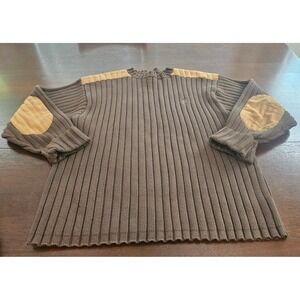 Browning Ribbed Knit Sweater Mens Large Brown Shooting Elbow Patches Cotton